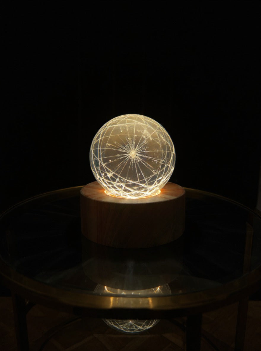 Rotating 3D Galaxy Crystal Ball with LED Light