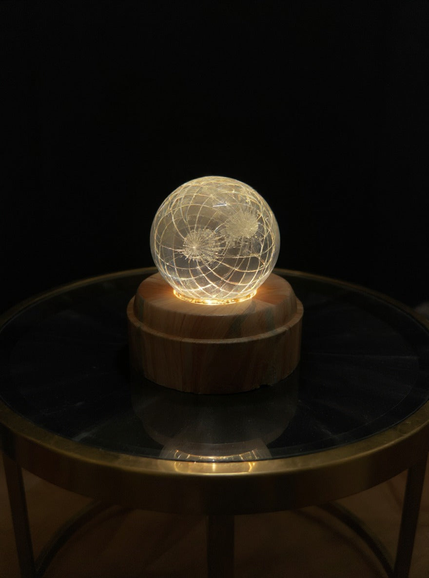 Rotating 3D Galaxy Crystal Ball with LED Light