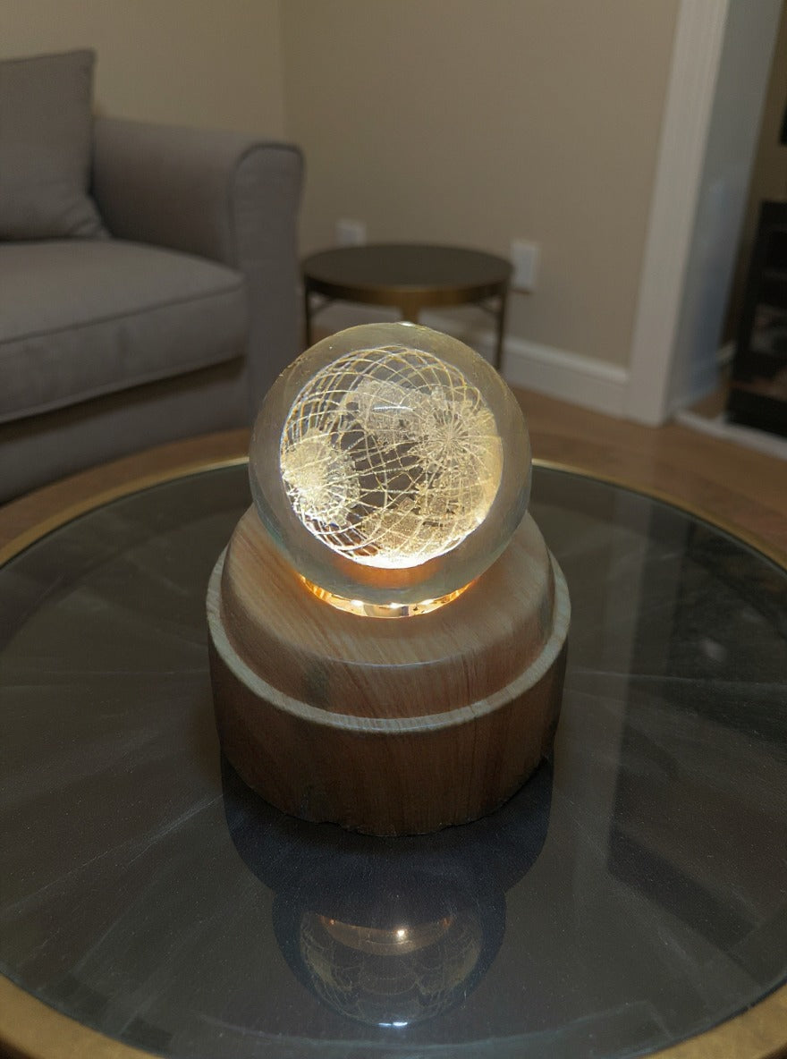 Rotating 3D Galaxy Crystal Ball with LED Light