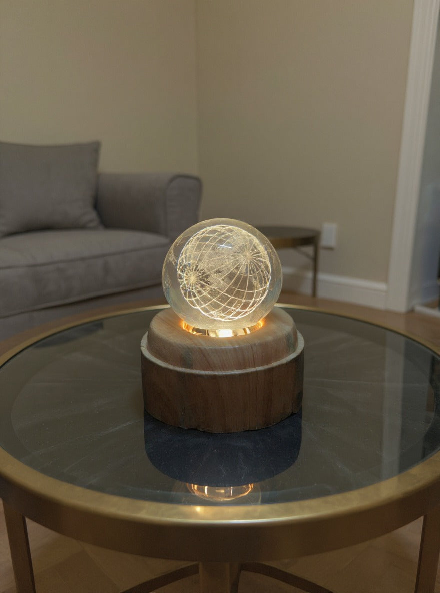 Rotating 3D Galaxy Crystal Ball with LED Light