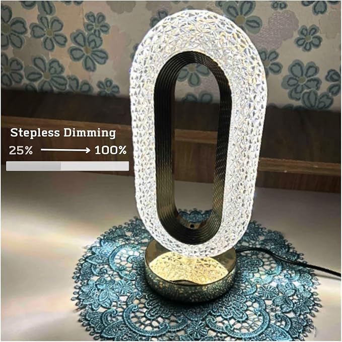 Oval Crystal Table Lamp – USB Rechargeable by Janorify