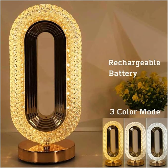 Oval Crystal Table Lamp – USB Rechargeable by Janorify