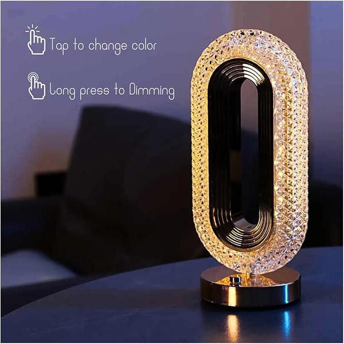 Oval Crystal Table Lamp – USB Rechargeable by Janorify