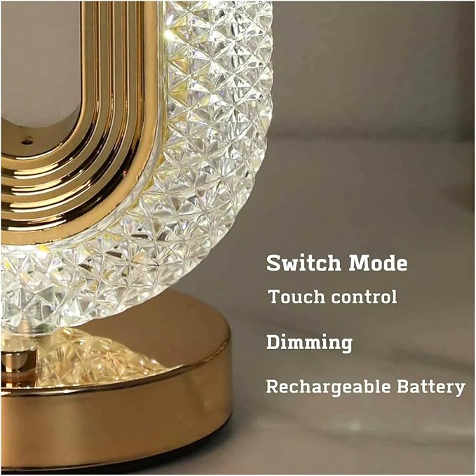 Oval Crystal Table Lamp – USB Rechargeable by Janorify