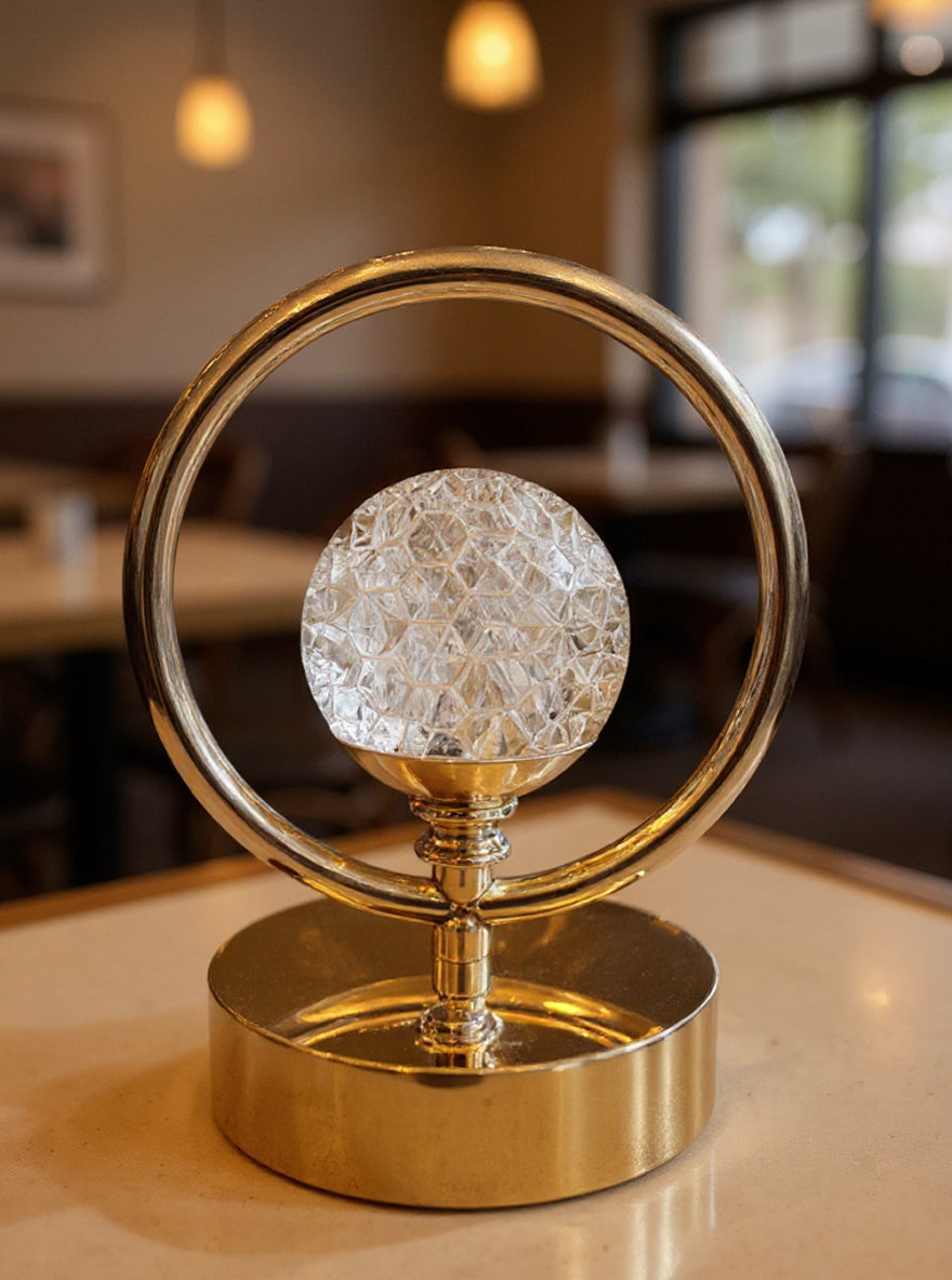 Golden Crystal Ring LED Table Lamp