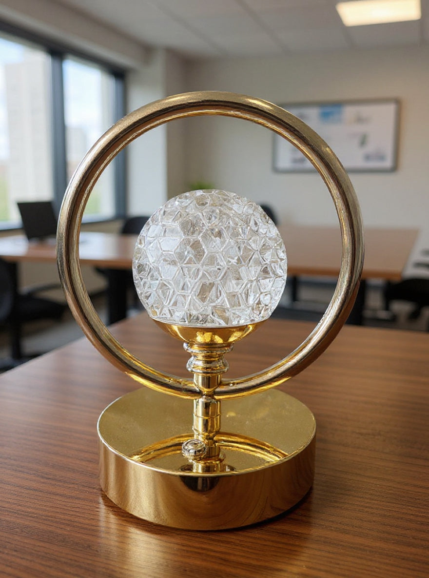 Golden Crystal Ring LED Table Lamp